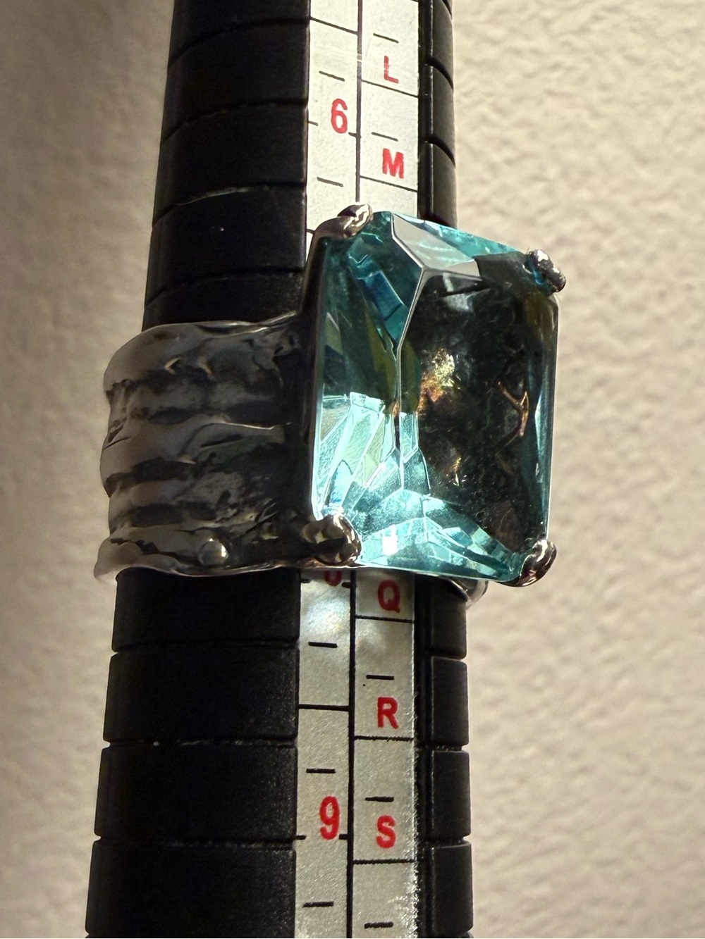 Silpada Aqua Glass Cocktail Ring 925 Sterling Silver Statement Ring R1608 - Picture 2 of 12